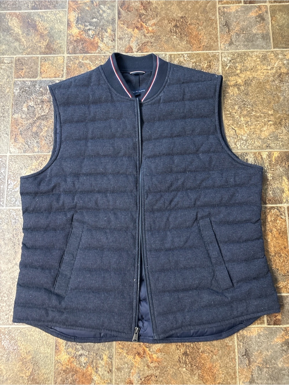 Tommy Hilfiger Navy Quilted Puffer Vest with Signature Trim